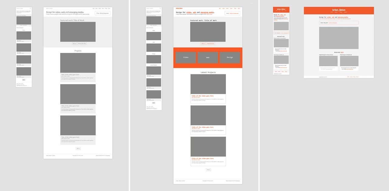 Draft layouts for my website redesign